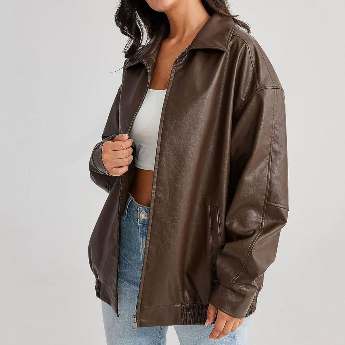 Women's Oversized Casual Jacket in Brown