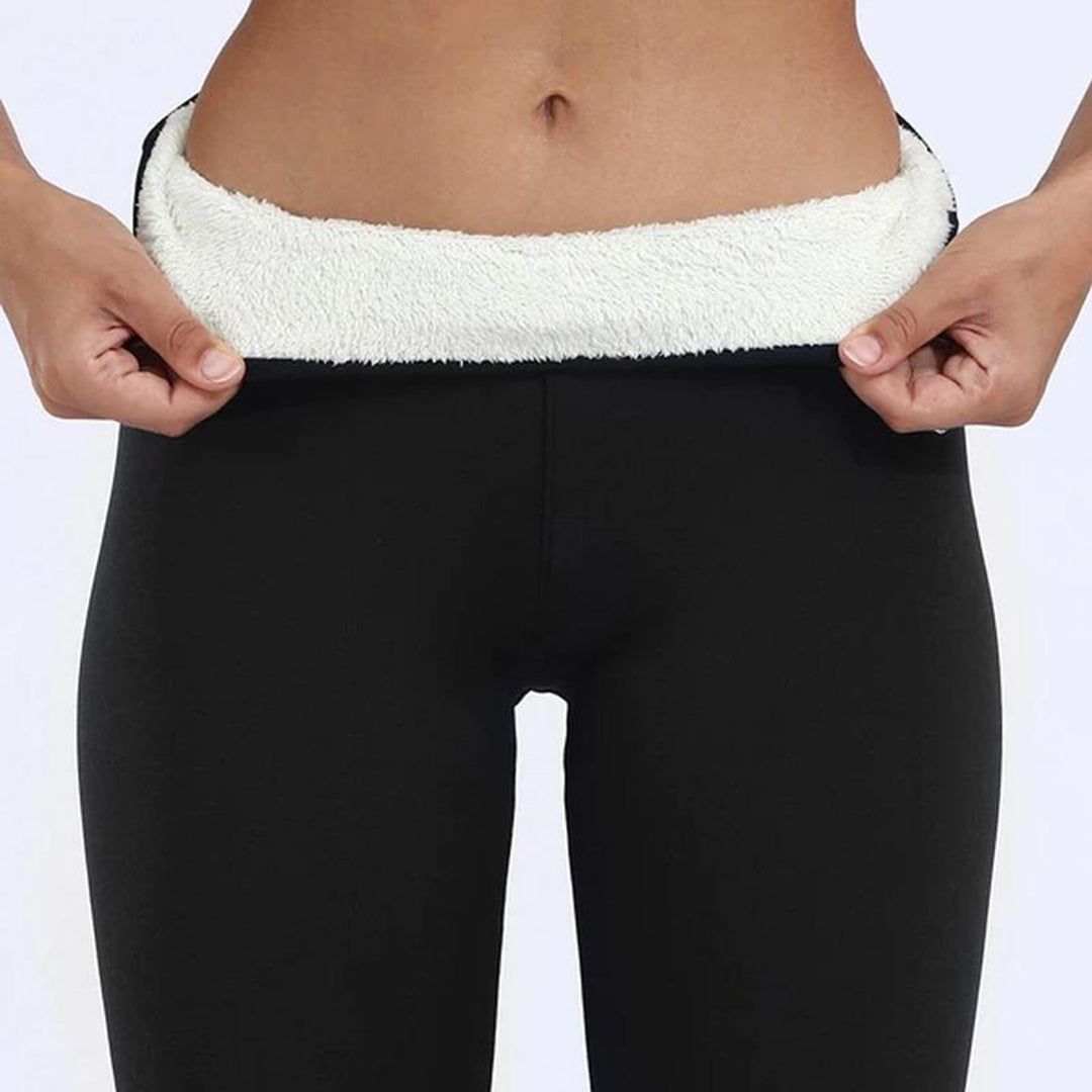 Fleece Waistband Casual Leggings in Black