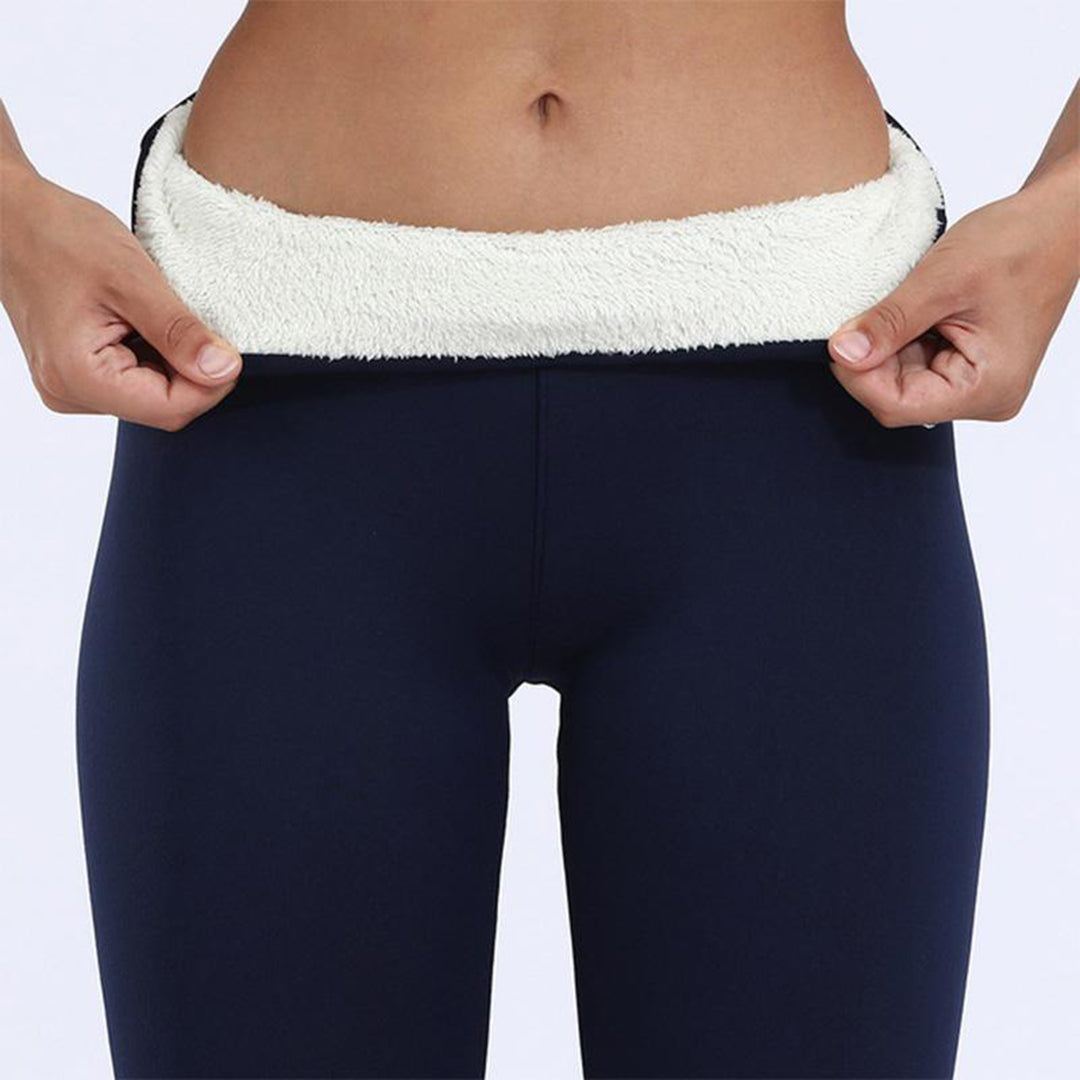 Fleece Waistband Casual Leggings in Navy