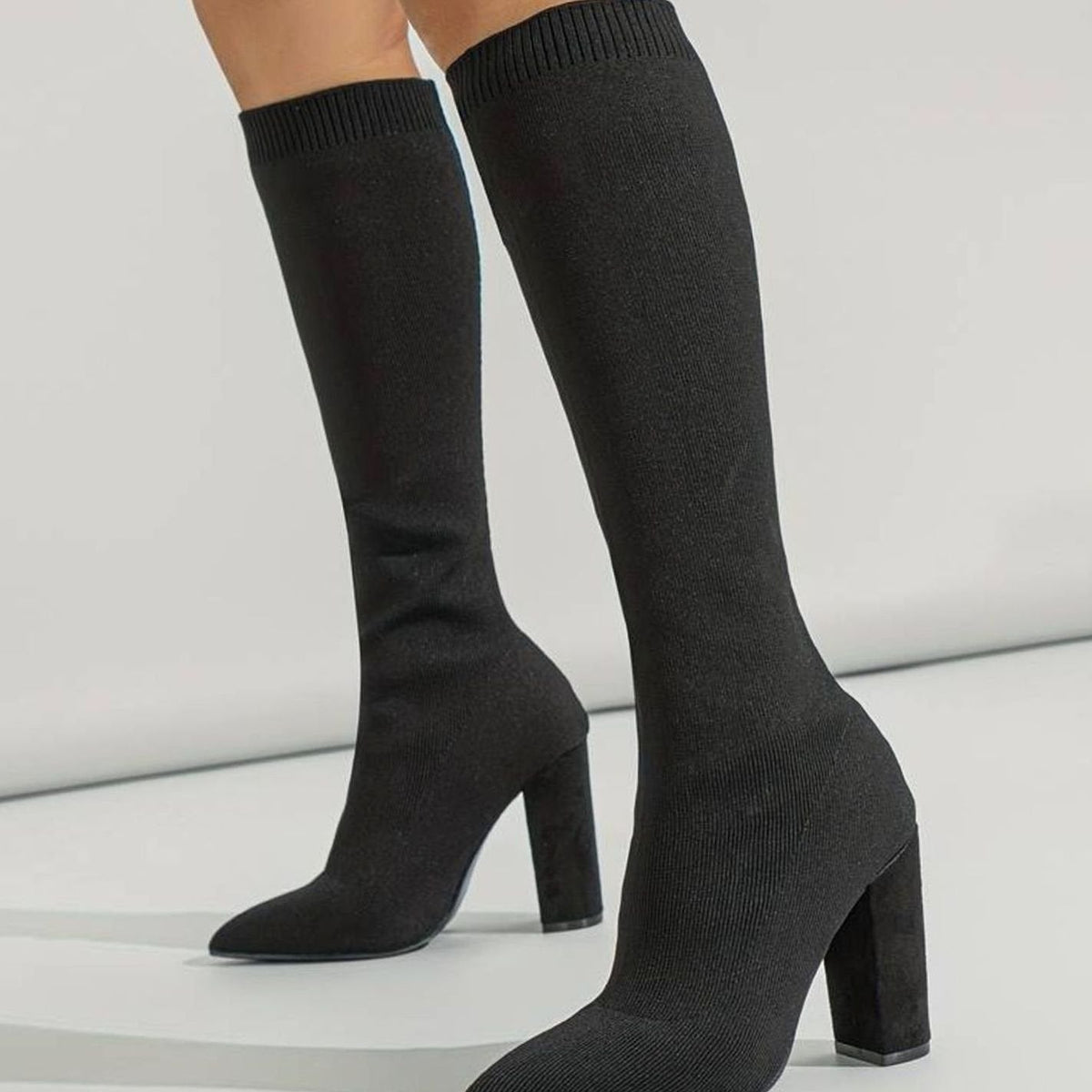 Women's Orthopaedic Sock Evening Knee High Boots in Black
