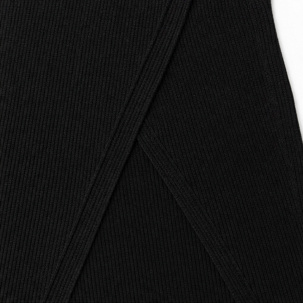 Women's Wrap-Front Longline Casual Jumper in Black