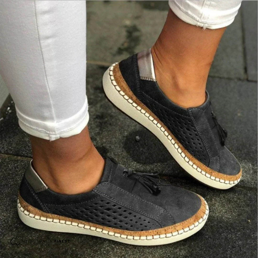 Women's Orthopaedic Slip-On Casual Trainers in Dark Grey