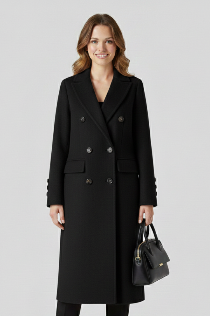 Women's Double-Breasted Workwear Coat in Black