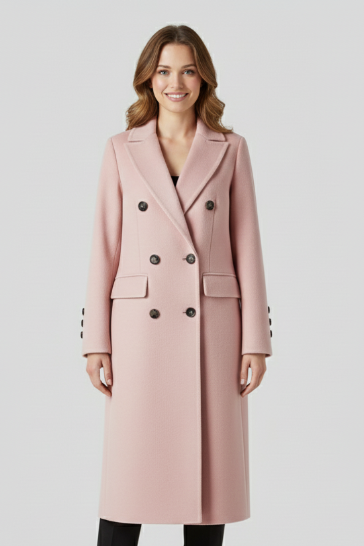 Women's Double-Breasted Workwear Coat in Light Pink