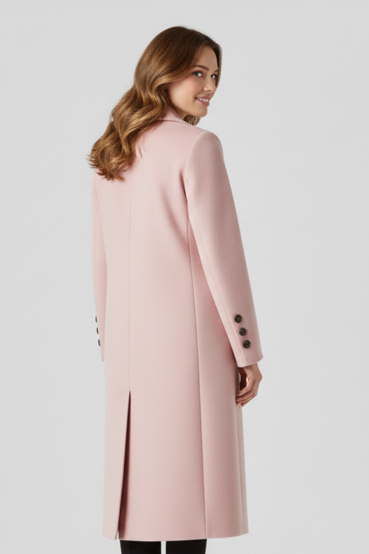 Women's Double-Breasted Workwear Coat in Light Pink