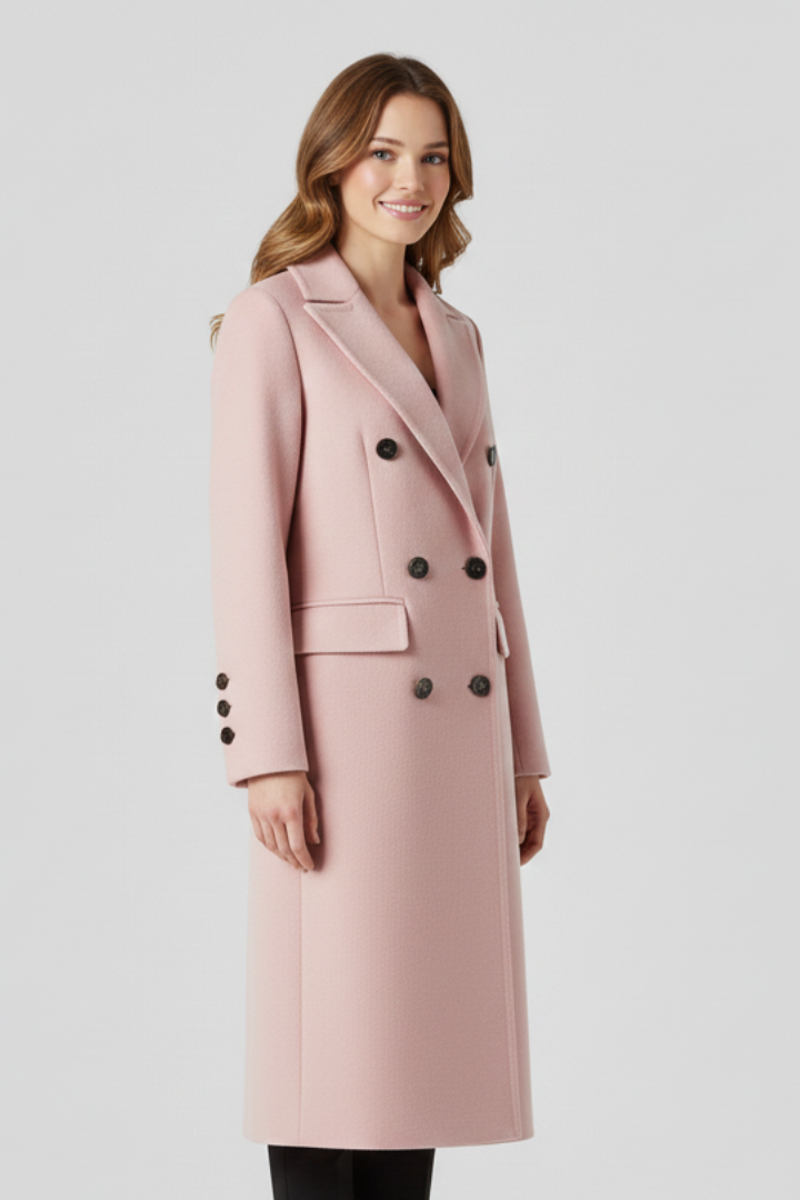 Women's Double-Breasted Workwear Coat in Light Pink