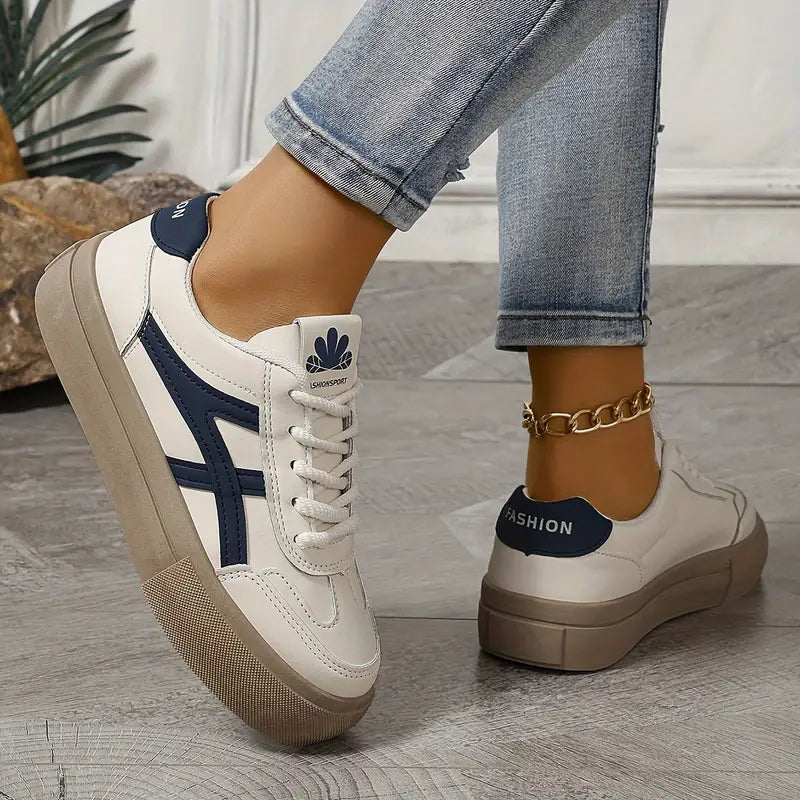 Women's Orthopaedic Lace-Up Casual Trainers in Navy