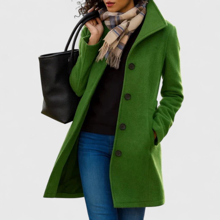 Women's Button-Front Casual Coat in Olive